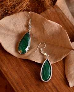 ต่างหูมาลาไคต์ทรงหยดน้ำ เงินแท้ 925 ประดับเพชรโมอิสซาไนต์ทรงลูกแพร์ขนาดใหญ่ ของขวัญสำหรับผู้หญิง - Product Image 5