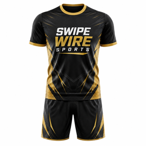 Maillot de football unisexe pour adulte, col en V, manches courtes, imprimé numérique, élastique, personnalisé, 100% polyester, nom et numéro de l'équipe - Product Image 2