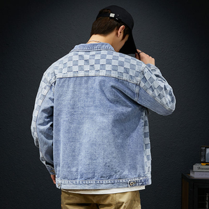 Veste en jean pour homme de haute qualité, design patchwork sur les épaules, coton délavé, style décontracté automne, coupe classique - Product Image 2