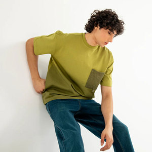 T-shirts pour hommes à deux couleurs contrastées, légers, coupe régulière, col rond, mélange polyester/coton, respirants, séchage rapide, écologiques - Product Image 6