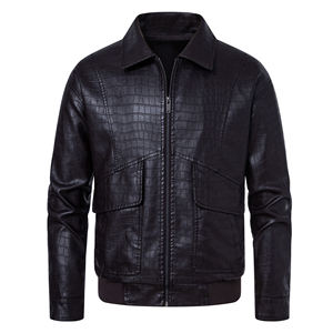 Chaqueta de Cuero 100% Genuino para Hombre, Nueva y Elegante, con Estampado de Piel de Cocodrilo, Estilo Vintage, para Otoño - Product Image 6