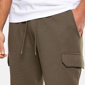 Shorts cargo pour hommes, couleur unie, taille à cordon, en coton, style bermuda, décontractés, avec poches, coupe mi-haute, pour adultes - Product Image 3