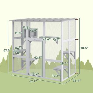 Casetta per Gatti a Forma di Villa con Finestra Rettangolare e Piattaforme in Legno per Piccoli Animali - Product Image 3