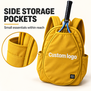Sac à dos pour raquette de squash avec logo personnalisé, pochette avant pour raquette, double fermeture éclair, bretelles rembourrées et poches latérales OEM - Product Image 3