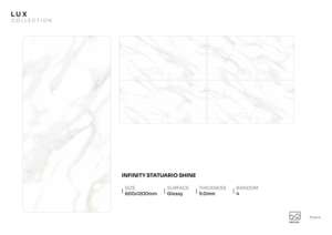 Panneau en porcelaine brillant réfléchissant NovaLux 600x1200mm 60x120cm 24x48 pouces Surface architecturale de caractère - Product Image 5