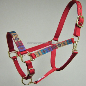New Customized Handmade Western Design Nylon Horse Halter Fancy Colorful Nylon Webbing Embroidered Design Overlay Nylon Halter - Product Image 3