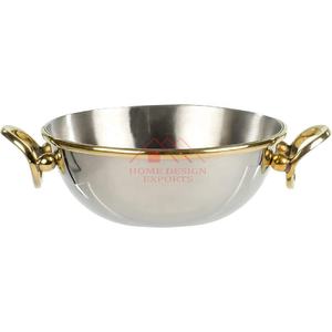 Dernier modèle Bol de service moderne avec manche en forme de feuille pour vaisselle et ustensiles de cuisine Bol de service à riz et à soupe en métal grossiste - Product Image 6