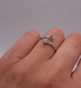 Anillo de Diamantes Cultivados en Laboratorio de 0.52 CT con 2 Piedras, Chapado en Oro de 18K |   Diseño Toi Et Moi para Mujer |   Joyería nupcial con certificado IGI para aniversario - Product Image 1