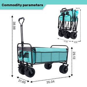 Carrello blu pieghevole pieghevole ruote fuoristrada 225 libbre supporta il sistema di reggette per campeggio di alimentari - Product Image 6