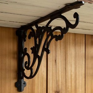 Paires de supports muraux décoratifs en fonte - Style victorien, motif festonné, métal noir - Vente en gros - Product Image 6