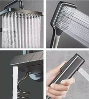 Robinet de douche moderne noir mat à poignée unique avec barre coulissante et pommeau carré