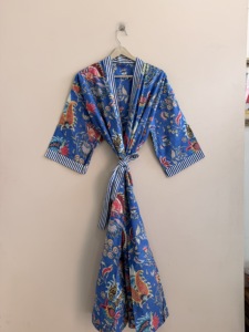Bata de algodón con estampado floral para mujer, manga larga, largo completo, ropa informal, ropa de dormir - Product Image 3