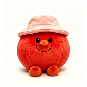 Citrouille en peluche personnalisée avec détails segmentés, peluche fantaisie d'Halloween, citrouille en peluche ronde avec jambes, jouet en peluche citrouille rouge - Product Image 2