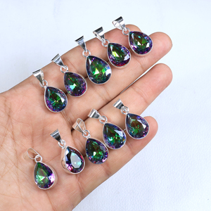 Colgante de Topacio Místico al por Mayor, Bañado en Plata de Ley 925, Gema en Forma de Lágrima, Suministro de Joyería a Granel para Fabricación de Collares - Product Image 1
