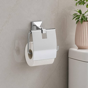 Porte-rouleau de papier toilette mural en acier inoxydable avec couvercle – Support moderne pour papier hygiénique de salle de bain - Product Image 4