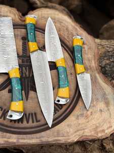 Premium Damascus Kitchen <b>Knife</b> <b>Set</b> Custom Resin Handle Chef <b>Knife</b> Collection Wholesale Supplier Stainless steel cookware - Product Image 4