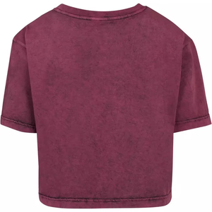Women's Burgundy <b>Crop</b> <b>Top</b> Crew Neck Short Sleeve Knitted Casual Solid Color Loose Fit All Seasons - Product Image 5