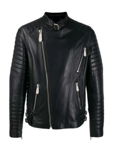 Chaqueta de Cuero Negra para Motociclista para Hombre - Product Image 1