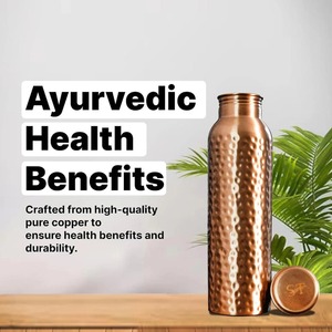 Hammered Design <b>Copper</b> <b>Bottles</b> for <b>Drinking</b> Water Traditional Pure <b>Copper</b> Water <b>Bottle</b> for Home Office and Travel From India - Product Image 3