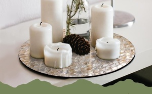 High Quality Bamboo Marble Serving Tray Custom Size Mother Pearl Inlay <b>Lazy</b> <b>Susan</b> Turntable Organizer Customized Color Home - Product Image 6