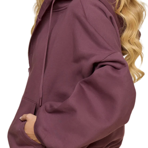 Custom Women <b>zipper</b> up Hoodie Loose Fit Kangaroo Pocket Long Sleeve Casual Sweatshirt Wholesale Clothing Factory OEM - Product Image 5