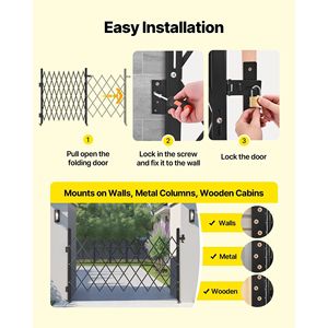 Cancello di Sicurezza Pieghevole Singolo con Design a Forbice Bloccabile, Ruote Girevoli a 360 Gradi, Barriera Esterna in Acciaio Retrattile - Product Image 5