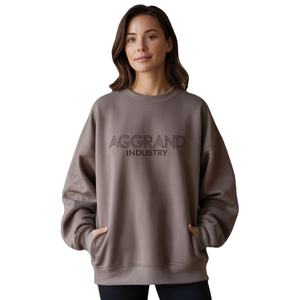 Jersey Casual Streetwear Sudaderas con capucha para mujer Logotipo personalizado 450GSM Algodón Fleece Sudadera con cuello redondo para mujer Otoño Invierno - Product Image 4