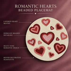 Set de table en verre perlé Cœurs Romantiques |   Tapis de table résistant à la chaleur, écologique, durable, fait à la main, pour la Saint-Valentin, les mariages et les fêtes - Product Image 5
