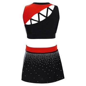 Kids Girls 2 Piece School Cheerleading Uniform Outfit Shiny Sleeveless Crop <b>Top</b> with Pleated Skirt Set Cheer Fancy Dress - Product Image 4