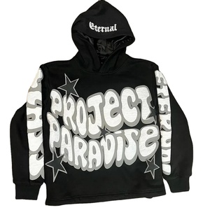 Fabricant de pulls à capuche personnalisés pour hommes haute qualité paillettes brillantes double fermeture éclair strass imprimé délavé couleur personnalisée hiver - Product Image 1