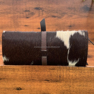 Nuevo estuche enrollable de joyería de viaje con herramientas manuales para mujer, organizador de joyas plegable de piel de vaca occidental, soporte de joyería de gran capacidad - Product Image 3