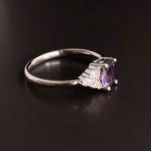 Anillo de compromiso, promesa, boda o aniversario Grace Amethyst de plata de ley, piedra de nacimiento de febrero, regalo para mujer - Product Image 4