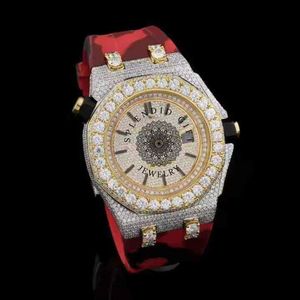 Splendide coffret cadeau de montre à diamants, mouvement à quartz analogique ETA, résistant à l'eau jusqu'à 10 m, jour/date, bracelet en argent moissanite, unisexe - Product Image 5