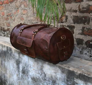 Meilleure vente indien Vintage fait à la main en cuir véritable sac de voyage grande capacité fermeture éclair vente unie mode Style d'affaires - Product Image 5