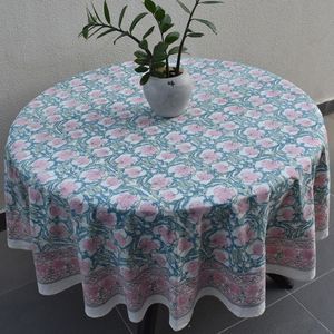 Nappe ronde en coton à imprimé floral tendance, 6 places, 180 cm, classique, lavable, décoration maison, au prix le plus bas - Product Image 5