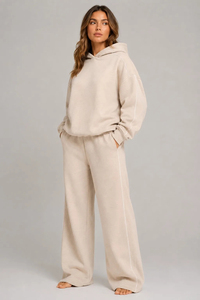 Conjunto Deportivo Gris con Capucha para Mujer, Manga Larga, Color Sólido, Pantalones con Cordón, Ropa Casual de Invierno, Transpirable, Algodón de Peso Medio, Estampado - Product Image 2