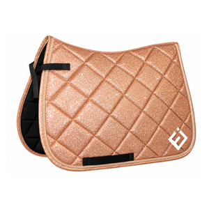 Tapis de selle de dressage matelassé rose doré avec doublure polaire et sangle de selle en polyester - Product Image 1