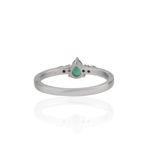 Trending 100% Genuine <b>Emerald</b> & Diamond Solitaire Accent <b>Ring</b> In 925 Sterling <b>Silver</b> Fine Everyday Minimal Jewelry For Her - Product Image 6