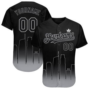 Maillot de baseball SPARKWELL personnalisé dégradé bleu-orange avec motif skyline urbain, unisexe adulte, manches courtes, sublimé, anti-humidité - Product Image 2