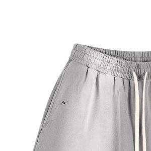 New Arrivals Custom Logo Mens Distressed Sweat Shorts Oversized Casual Streetwear Drawstring Cotton Gym Lounge Shorts <b>Light</b> Gray - Product Image 4