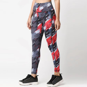 Leggings de yoga pour femmes, imprimé floral, taille haute, extensibles, pantalons d'entraînement de fitness - Product Image 1