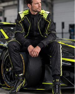 Men's Full Sleeve Motorcycle Racing Suit Black Neon Green Accents Polyester <b>Waterproof</b> Quick Dry Customized Team Name <b>All</b> Wear - Product Image 6