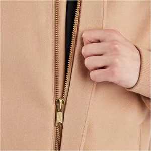 Men's Beige Varsity <b>Jacket</b> Stand Collar Single Button Closure Casual Regular Fit <b>Fleece</b> <b>Lining</b> Solid Color Winter Wear Front - Product Image 6