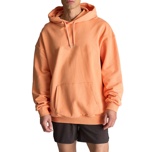100% Cotton Terry Oversized Hoodie <b>Thick</b> <b>Fleece</b> Streetwear Drop Shoulder Blank Hoodie for Men - Product Image 2