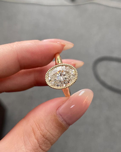 2.5 CT Oval Cut Moissanite IGI Certified Engagement <b>Ring</b> 925 <b>Silver</b> Stackable Milgrain Bezel <b>Solitaire</b> <b>Ring</b> Mother's Rhodium - Product Image 2