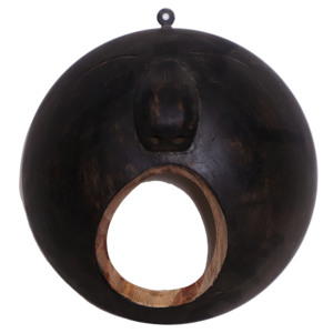 Figura de Emoji de Madera Marrón Oscuro Hecha a Mano - Decoración Rústica para el Hogar |   Venta al por Mayor OEM - Product Image 1