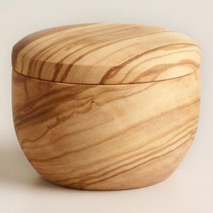 Tazón de Madera de Mango Ecológico Hecho a Mano con Diseño Floral en Acuarela Azul, Estilo Rústico, para Servir Ensaladas - Product Image 1