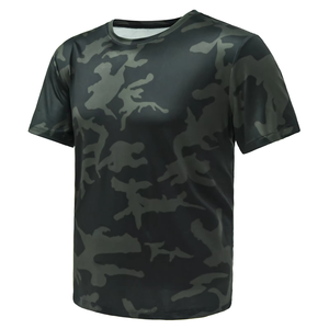 Custom Full Hunting Shirt Sublimation Print Forest Camo Short Sleeve Cotton Polyester Tee Unisex Adult Hunting Shirt - Product Image 4