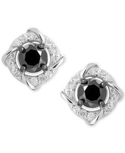 Orecchini a bottone con nodo Love diamante bianco & nero (1 ct. T. w.) in argento Sterling | Macacy's - Product Image 3
