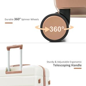 4 pezzi resistente ABS guscio rigido Set Spinner ruote avorio dorato borsa da viaggio valigia elegante pratico per in movimento - Product Image 3